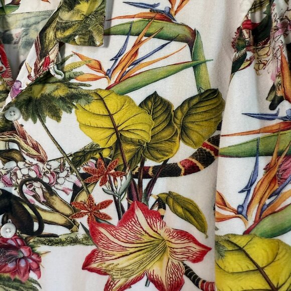 PacSun Tropical Snakes Button Down Shirt \\ Size Medium // Rayon - Picture 9 of 10